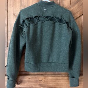 ALO Yoga Lattice Crewneck Sweatshirt. Size S. Dark Green.